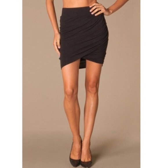 Helmut Lang Black Draped Mini Skirt - Picture 1 of 9